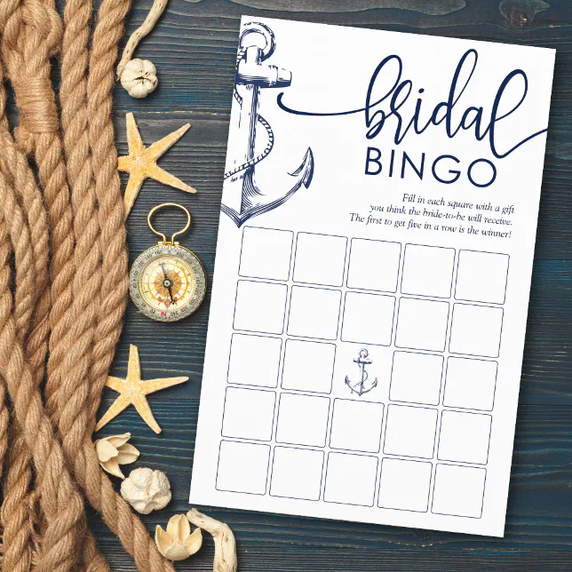 Bridal Bingo Nautical Anchor Shower Game | Zazzle
