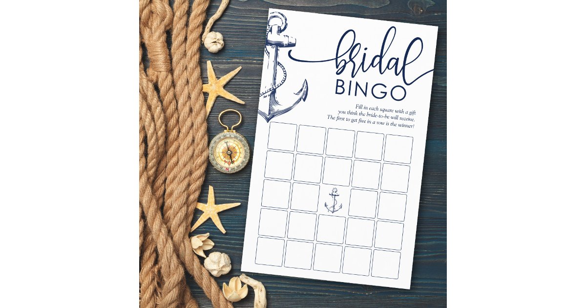 Bridal Bingo Nautical Anchor Shower Game | Zazzle