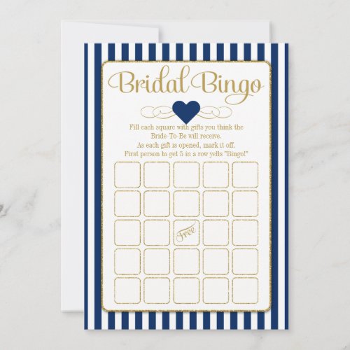 Bridal Bingo Navy Blue Gold Bridal Shower Game