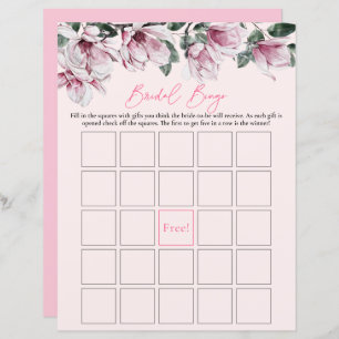Bridal Bingo Pink Floral Bridal Shower Game