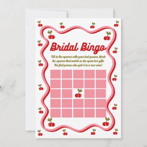 Bridal Bingo Retro Cherry bridal shower Game card