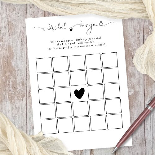 Bridal Bingo Shower Sage Game Card