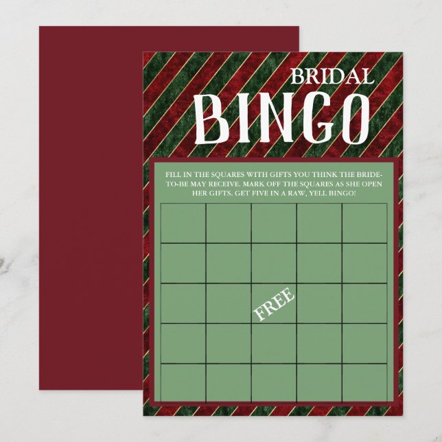 Bridal Bingo Winter Christmas Bridal Shower Game I Invitation (Front/Back)