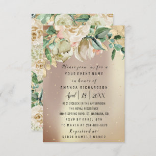 Bridal Birthday Flower Gold Mint Rose Gold Painted Invitation