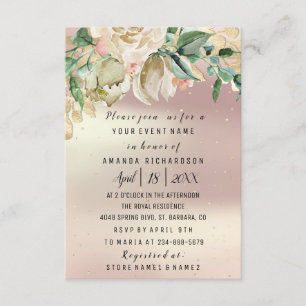 Bridal Birthday Flowers Gold Mint Rose Watercolor Invitation