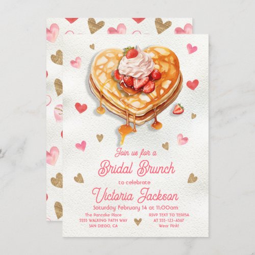 Bridal Birthday Pancake Heart Brunch Invitation