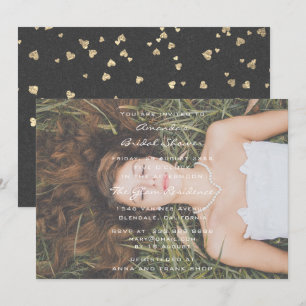 Bridal Birthday Party Photo Gray Grunge Confetti Invitation