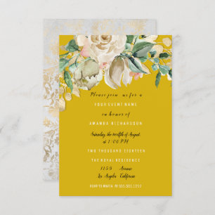 Bridal Birthday Party Rose Paint Floral Mustard Invitation