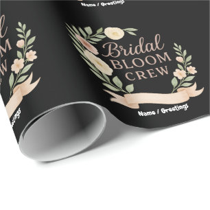 Bridal Bloom Crew Floral Bachelorette Party Design Wrapping Paper