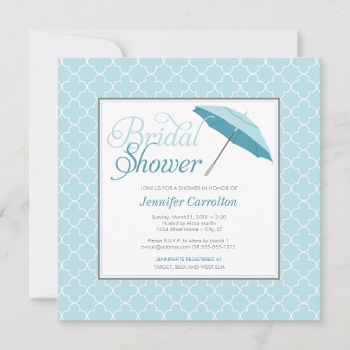 Bridal Blue Umbrella Shower Invitation