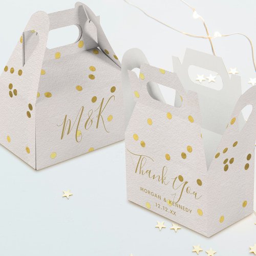 Bridal Blush Pink Gold Confetti Thank You Wedding Favor Boxes