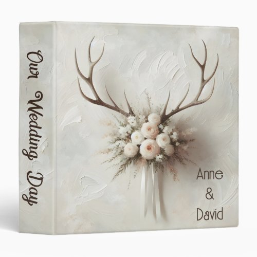 Bridal Bouquet and Deer Antlers 3 Ring Binder