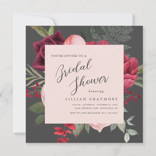 Bridal Bouquet Romantic Blush Pink Bridal Shower Invitation