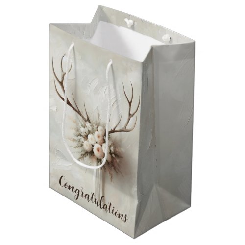 Bridal Bouquet With Deer Antlers Medium Gift Bag