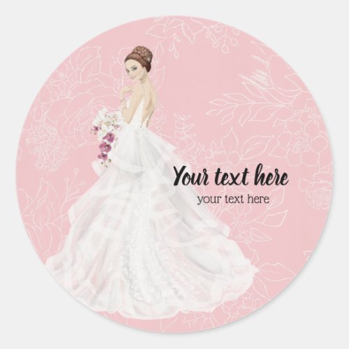 Bridal boutique choose background color classic round sticker