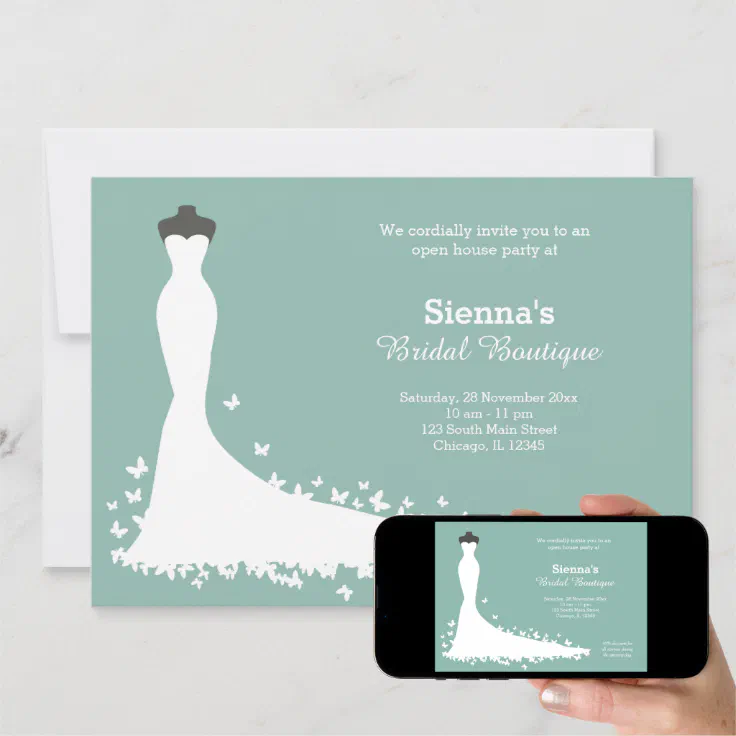 Bridal Boutique - Choose your background color Invitation | Zazzle
