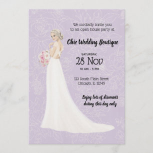 Bridal boutique open house choose background color invitation