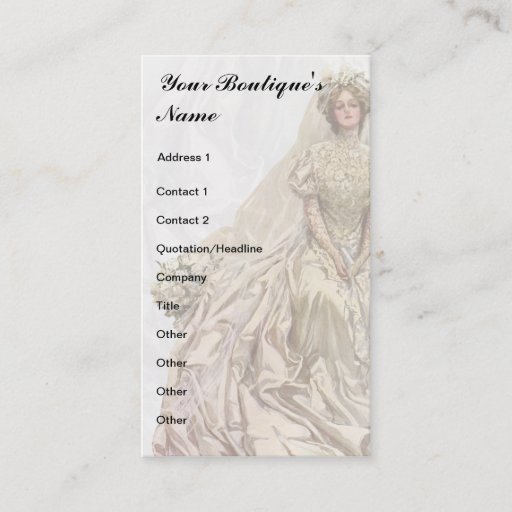 Customizable Bridal Boutique, Wedding Dress, Seamstress Business Cards