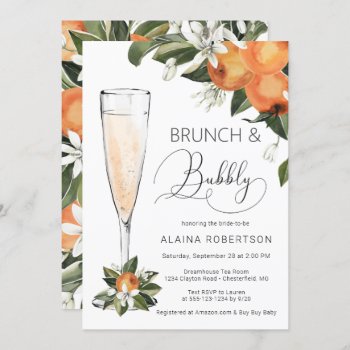 Bridal Brunch And Bubbly Orange Blossom Mimosa Invitation by partypapercreations at Zazzle