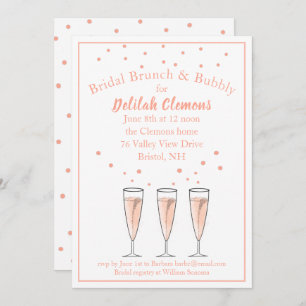 Bridal Brunch and Bubbly Pink Champagne Invitation