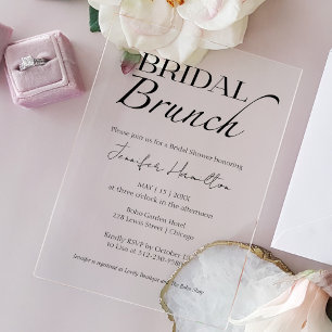 Bridal Brunch Black & White Bridal Shower Acrylic Invitations