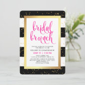 Bridal Brunch | Black White Gold and Pink Shower Invitation (Standing Front)