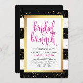 Bridal Brunch | Black White Gold and Pink Shower Invitation (Front/Back)