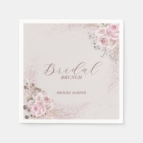  Bridal Brunch   Blush Watercolor Floral  Napkins