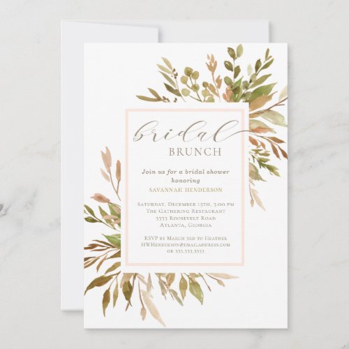 Bridal Brunch Botanical Greenery Bridal Shower Invitation