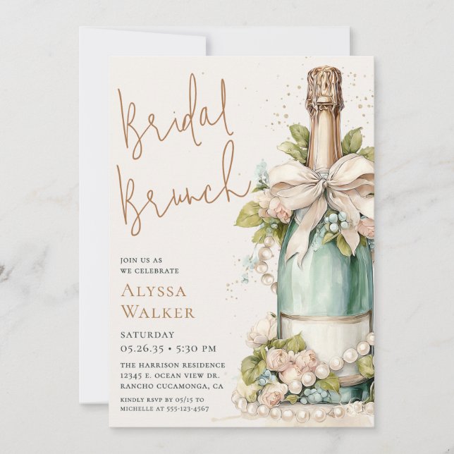 Bridal Brunch Champagne Bottle Invitation (Front)