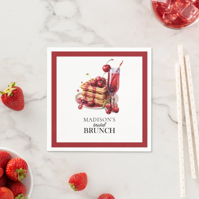 Bridal Brunch Cherry Celebration Custom Napkins (Insitu)