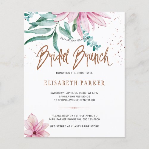 Bridal brunch chic floral bridal shower invitation