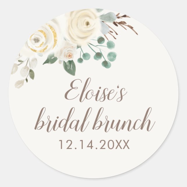 Bridal Brunch Dreamy White Floral Favor Stickers (Front)