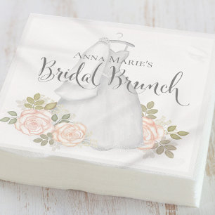 Bridal Brunch Elegant Simple Floral Modern Dress Napkins