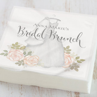 Bridal Brunch Elegant Simple Floral Modern Dress Napkins