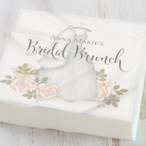 Bridal Brunch Elegant Simple Floral Modern Dress Napkins