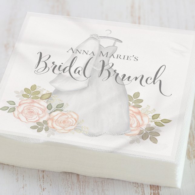Bridal Brunch Elegant Simple Floral Modern Dress Napkins (Creator Uploaded)