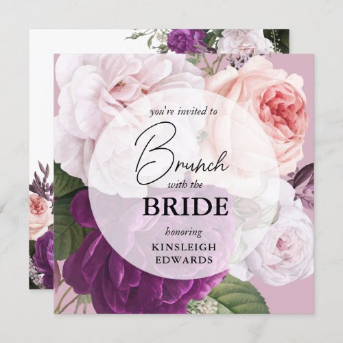 Bridal Brunch Elegant Vintage Mauve Floral Roses Invitation