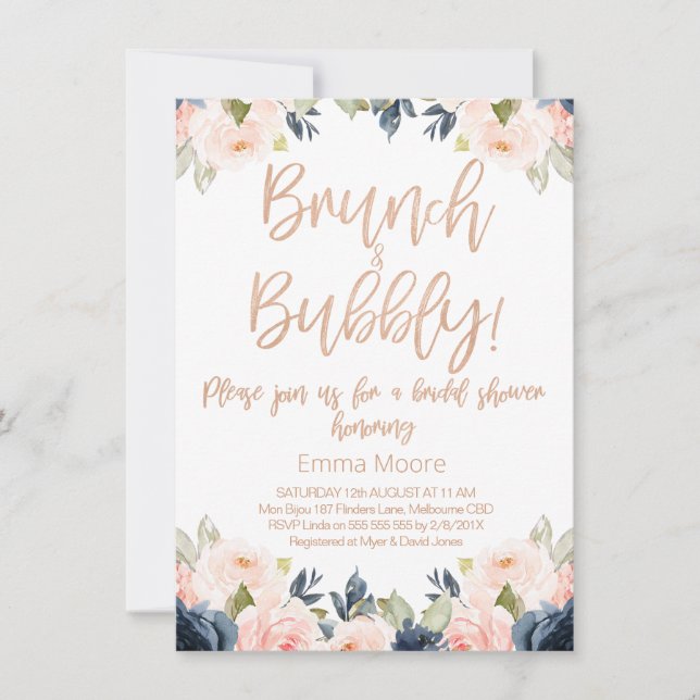 Bridal Brunch Floral Bridal Shower Invitation (Front)