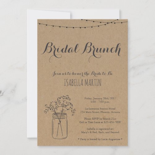 Bridal Brunch Invitation on Kraft Background