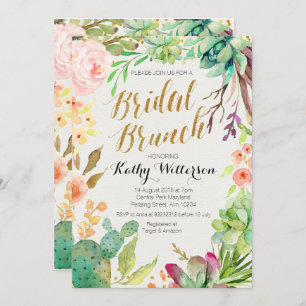 Bridal brunch invitation Succulent cactus