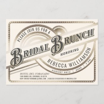 Bridal Brunch Invitations - Retro Gold Foil by Anything_Goes at Zazzle
