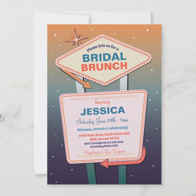 Bridal Brunch Las Vegas Party Bachelorette Shower Invitation (Front)