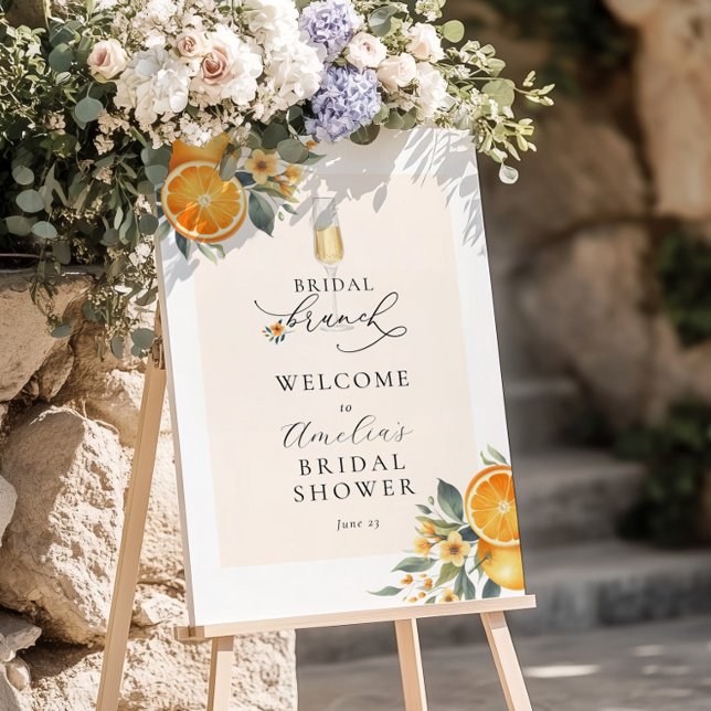 Bridal Brunch Orange Wedding Shower Welcome Sign (Creator Uploaded)