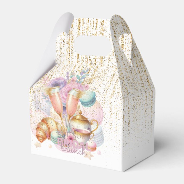 Bridal Brunch Pastel Pink Gold Glitter Custom  Favor Boxes (Front Side)