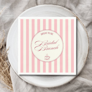 Bridal Brunch Pink Stripes Vintage Cafe Wedding Napkins