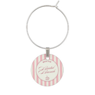 Bridal Brunch Pink Stripes Vintage Cafe Wedding Wine Charm