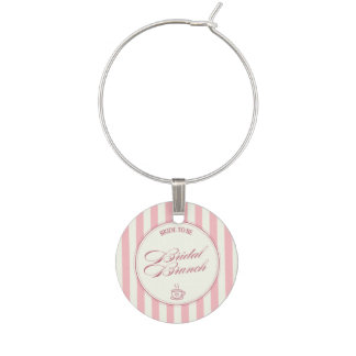 Bridal Brunch Pink Stripes Vintage Cafe Wedding Wine Charm