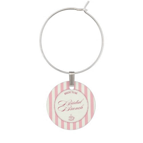 Bridal Brunch Pink Stripes Vintage Cafe Wedding Wine Charm