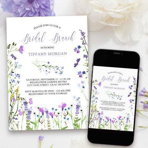 Bridal Brunch Purple Wildflower Dainty Floral Invitation